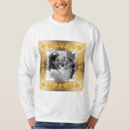 Camiseta marco dorado floral retro. Tu foto.
