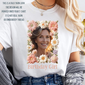Camiseta Marco floral de cumpleaños personalizado 