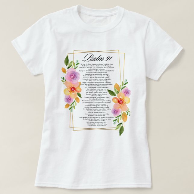 Camiseta Marco Geométrico Floral Psalm 91 (Diseño del anverso)