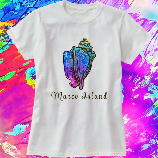Camiseta Marco Island Florida Bonito Conch Sea Shell (Pretty Marco Island Seashell Shirt)