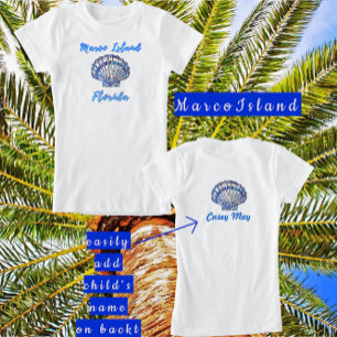 Camiseta Marco Island Florida Hermoso Mosaico Concha Nombre