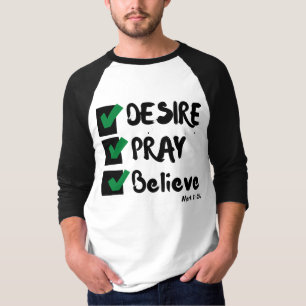 Camiseta Marcos 11:24 KJV Biblia Scripture Hombres 3/4