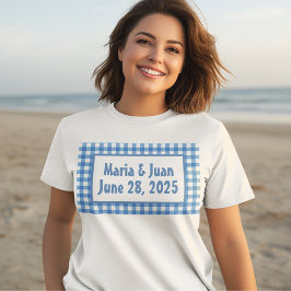 Camiseta Marcos de Gingham azul y blanco