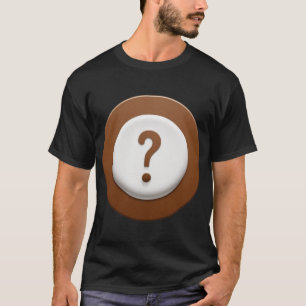 Camiseta Marcos de preguntas marrones con fondo de círculo