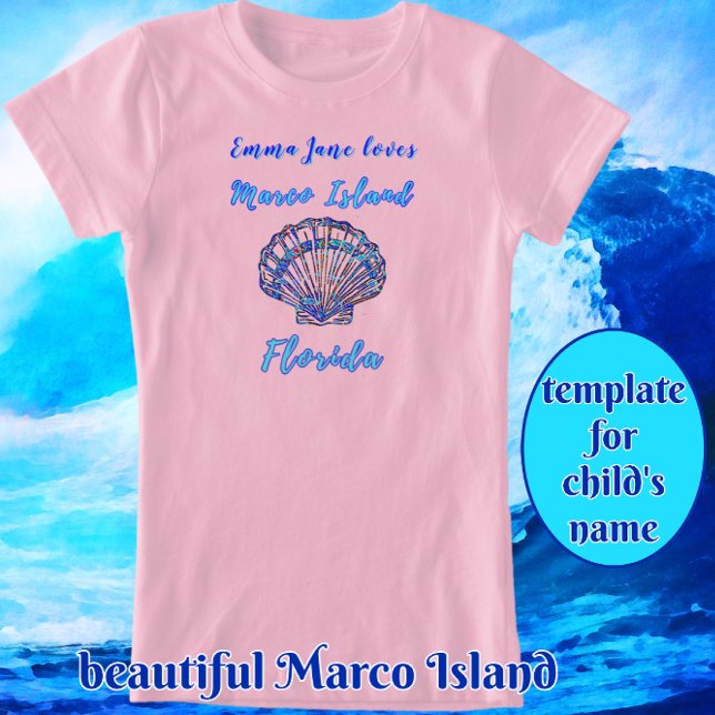 Camiseta Marcos Island Florida Bonito con nombre (This shirt is available in different colors. Easily add child's name.
)