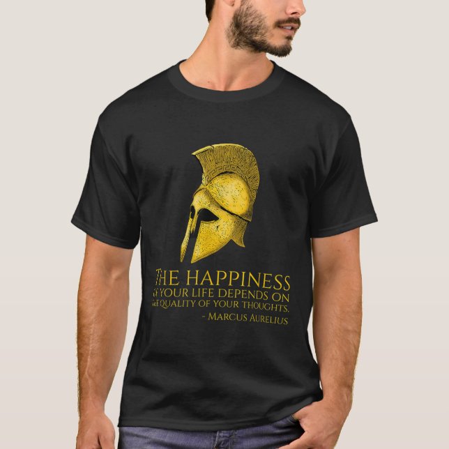 Camiseta Marcus Aurelius Stoic Cita Sobre La Felicidad - Ph (Anverso)