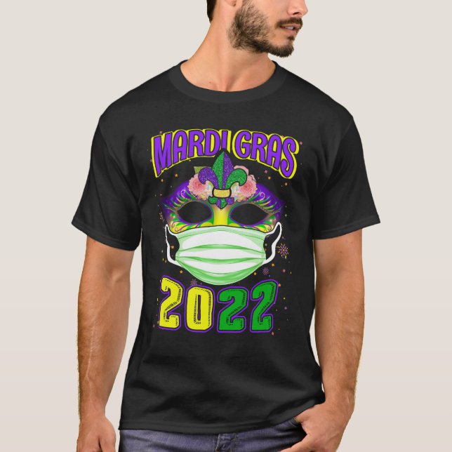 Camiseta Mardi Gras 2022 Con Festival De Máscara De Cara (Anverso)