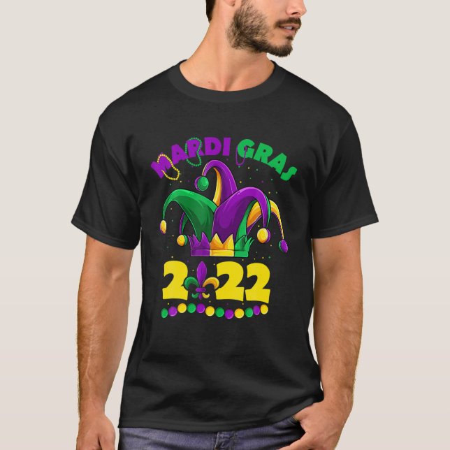 Camiseta Mardi Gras 2022 Jester Outfit , Niños Chicas Boy M (Anverso)
