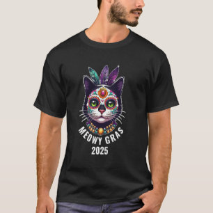Camiseta Mardi Gras 2025 Calavera de Azúcar Gatito Meowy Gr