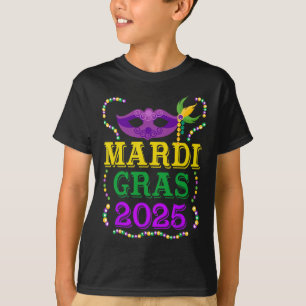 Camiseta Mardi Gras 2025 Mask Beads New Orleans Festival Ma