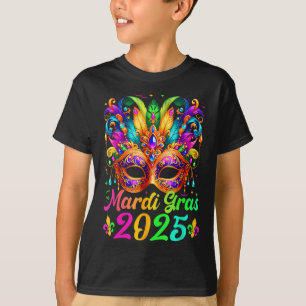Camiseta Mardi Gras 2025 Mask Feathers Mardi Gras Family Co