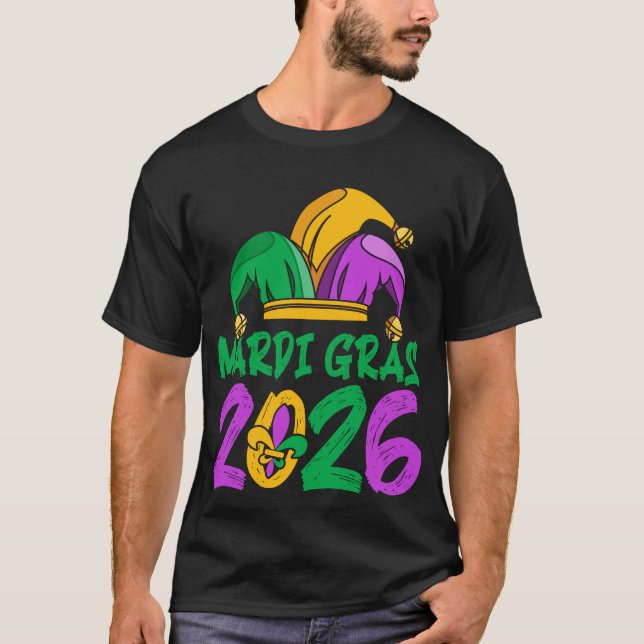 Camiseta Mardi Gras 2026 Jester Hat Carnival Celebration (Anverso)