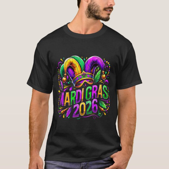 Camiseta Mardi Gras 2026 Jester Hat Carnival New Orleans Fl (Anverso)