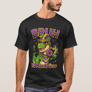 Camiseta Mardi Gras 2026 Máscara de Carnaval de T Rex Masca