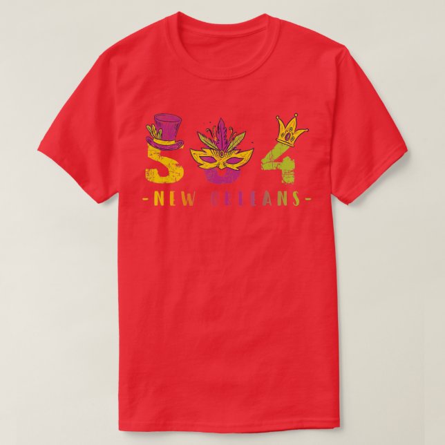 Camiseta Mardi Gras 504 Nola Nueva Orleans Louisiana LA (Diseño del anverso)