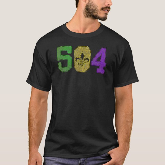 Camiseta Mardi Gras 504 Nola Nueva Orleans Louisiana LA 202 (Anverso)