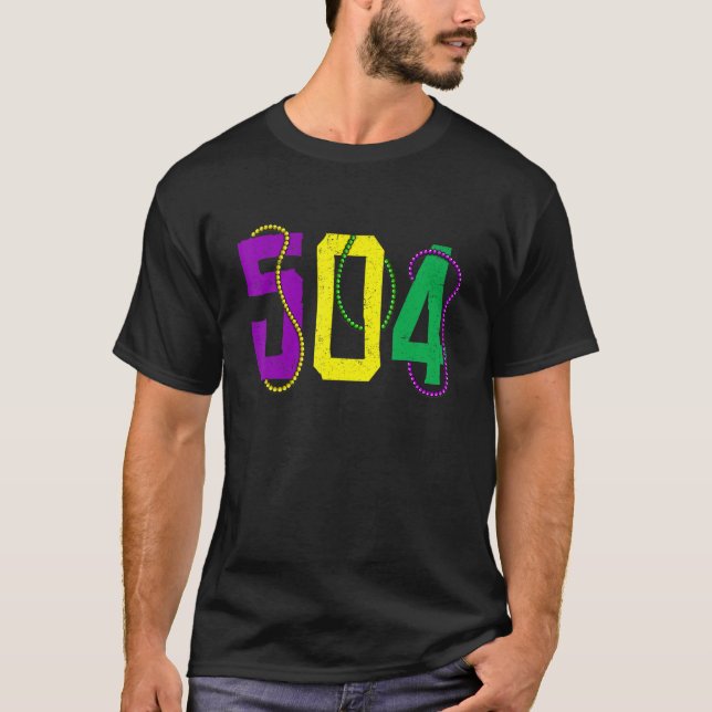 Camiseta Mardi Gras 504 Nola Nueva Orleans Louisiana LA Fes (Anverso)