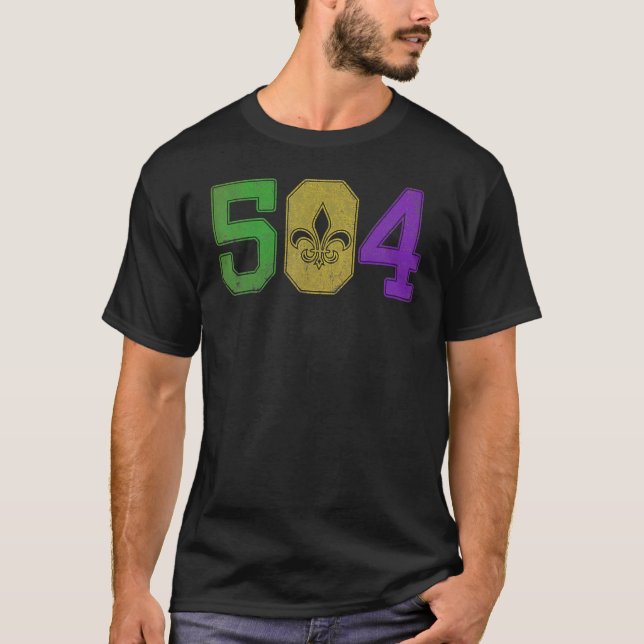 Camiseta Mardi Gras 504 T Shirt Nola Nueva Orleans Louisian (Anverso)