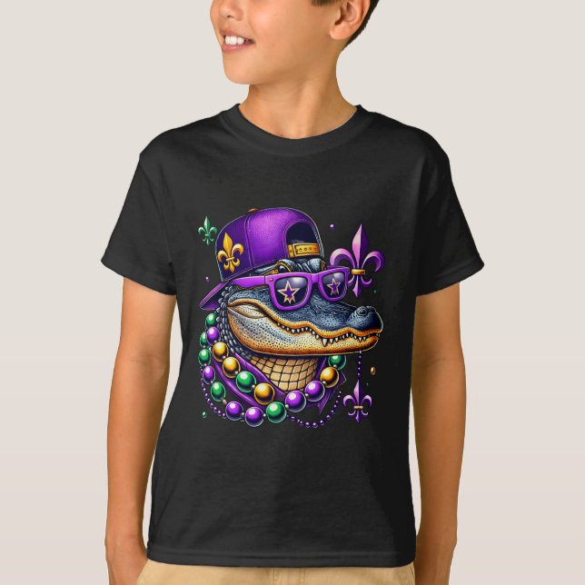 Camiseta Mardi Gras Alligator Mardigator Crocodile Kids Boy (Anverso)