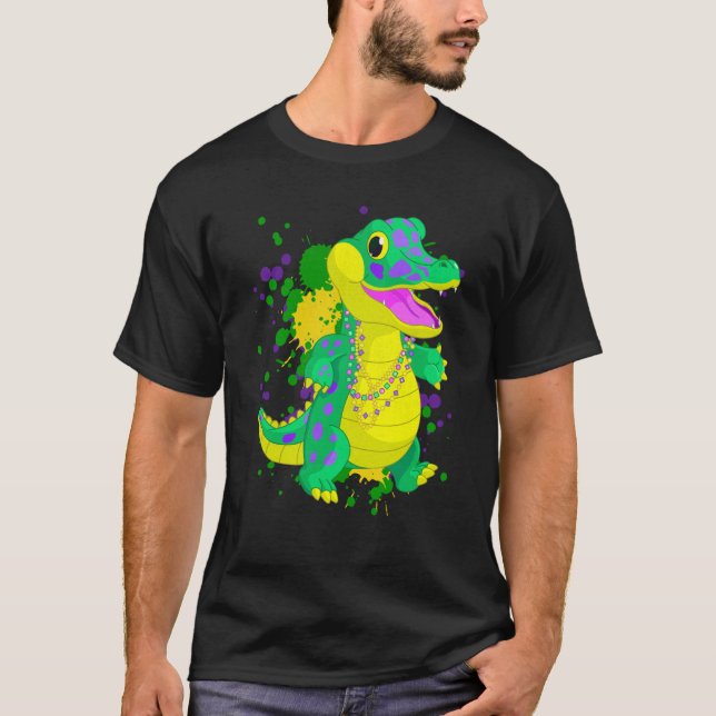 Camiseta Mardi Gras Alligator Paint Splatter For Men Women  (Anverso)