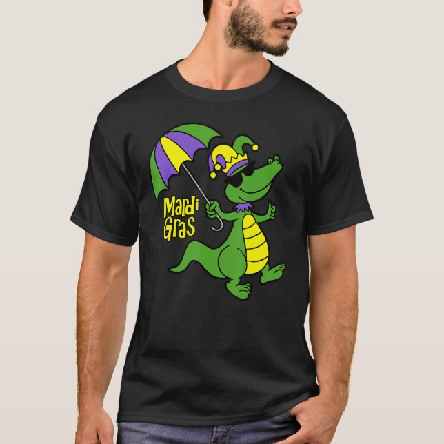 Camiseta Mardi Gras Alligators Sunglass Umbrella Funny Cute (Anverso)