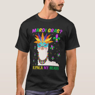 Camiseta Mardi Gras Alpaca My Beads Fleur De Lis Mask Llam