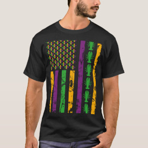 Camiseta Mardi Gras Bandera estadounidense con peces desliz