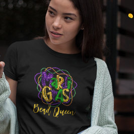 Camiseta Mardi Gras Bead Queen Personalizado Texto