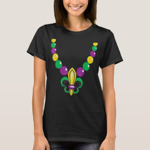 Camiseta Mardi Gras Beads Fleur De Lis Carniers Mujeres
