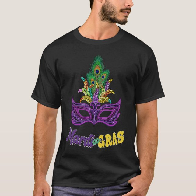 Camiseta Mardi Gras Beads Mask Feathers Fat Tuesday Mardi G (Anverso)