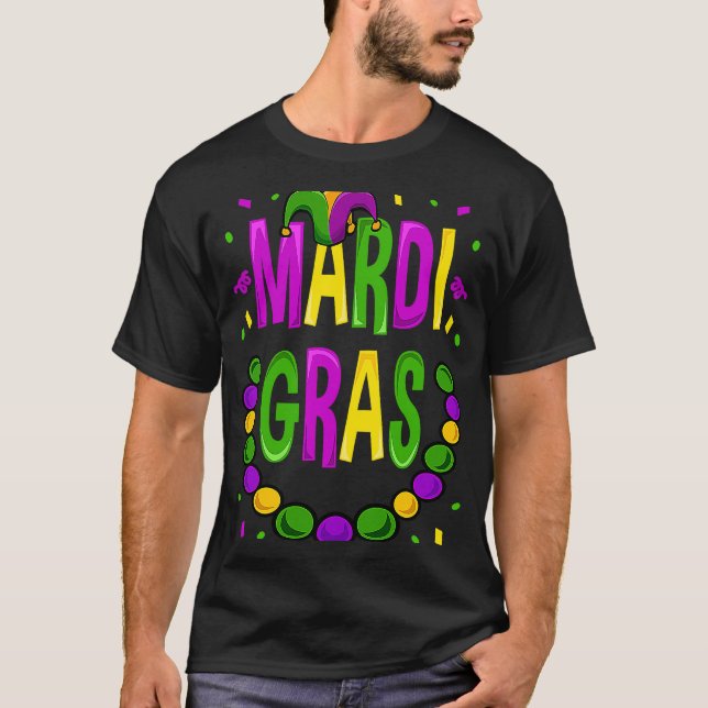 Camiseta Mardi Gras Beads  Men Women Fat Tuesday New Orlean (Anverso)