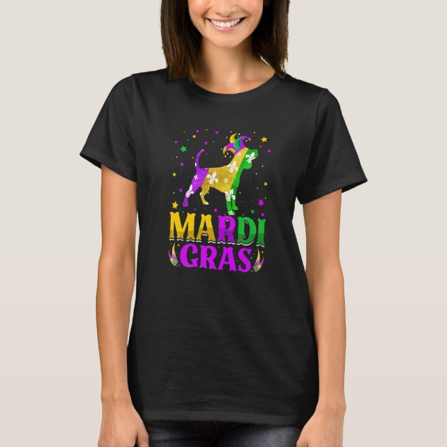 Camiseta Mardi Gras Beagle Dog Lover Carnival Jester Premiu (Anverso)
