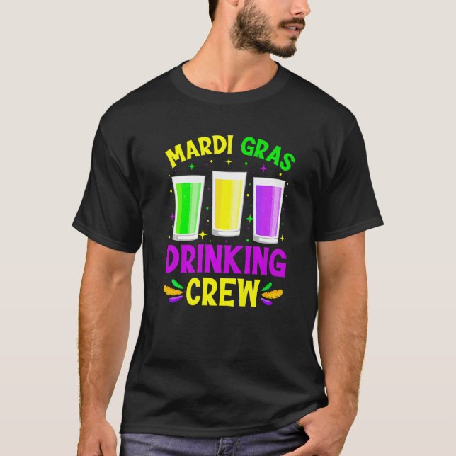 Camiseta Mardi Gras Bebidas Máscara Máscara Hombres Mujeres (Anverso)