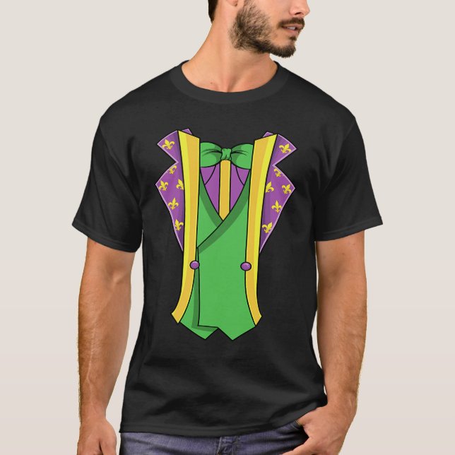 Camiseta Mardi Gras Bebiendo Chaqueta Falsa Fleur De Lis (Anverso)