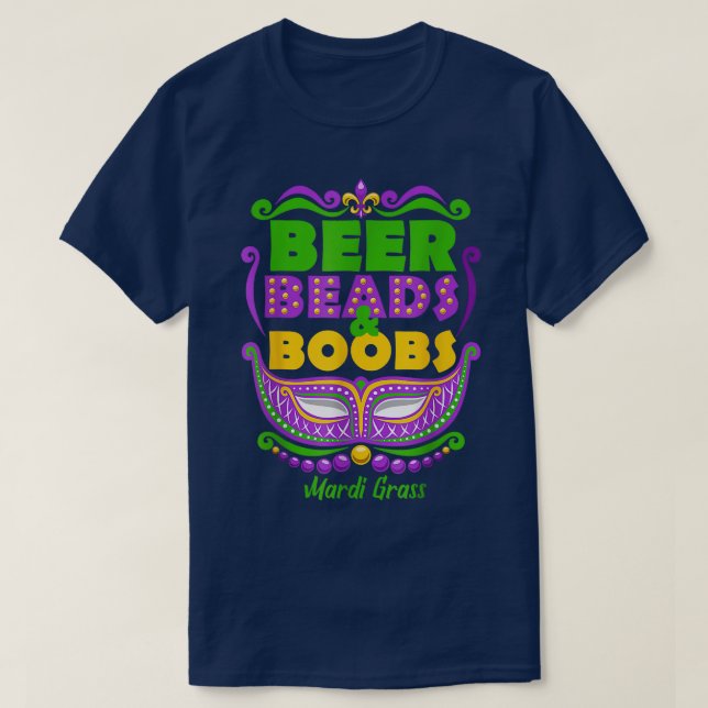 Camiseta Mardi Gras Beer Beer Beers Boobes Noticias diverti (Diseño del anverso)
