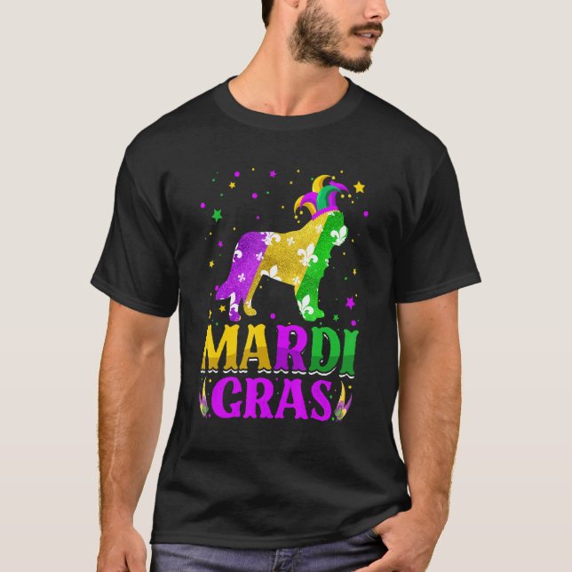 Camiseta Mardi Gras Bernard Dog Lover Carnival Jester (Anverso)