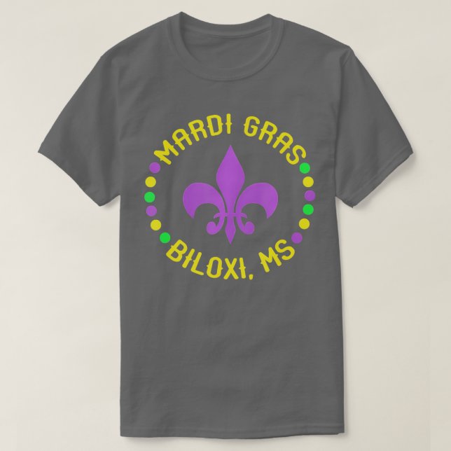 Camiseta Mardi Gras Biloxi Mississippi Fleur De Lis Beads M (Diseño del anverso)