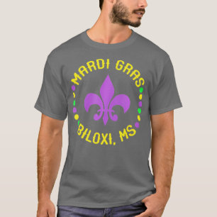 Camiseta Mardi Gras Biloxi Mississippi Fleur De Lis Beads M