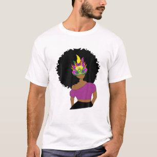 Camiseta Mardi Gras Black African Woman Curly Hair Winye Ey