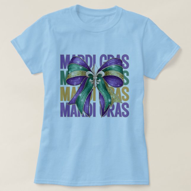 Camiseta 🎭 Mardi Gras Bow T-Shirt - Desi festivo y elegant (Diseño del anverso)