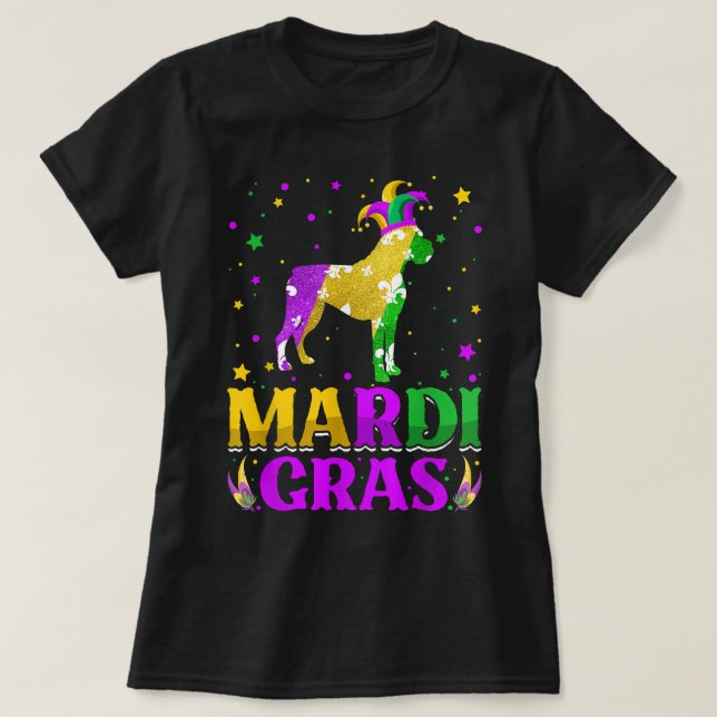 Camiseta Mardi Gras Boxer Dog Lover (Diseño del anverso)