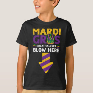 Camiseta Mardi Gras Breathalyzer Blow Here Funny Adults Mar