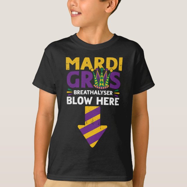Camiseta Mardi Gras Breathalyzer Blow Here Funny Adults Mar (Anverso)