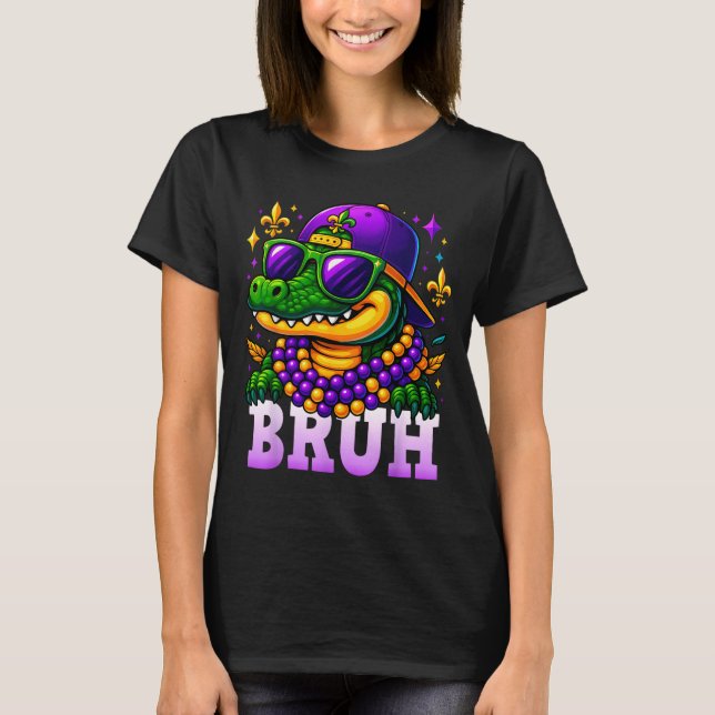 Camiseta Mardi Gras Bruh Mardigator Alligator Costume Teens (Anverso)