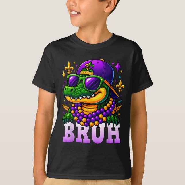 Camiseta Mardi Gras Bruh Mardigator Alligator Costume Teens (Anverso)