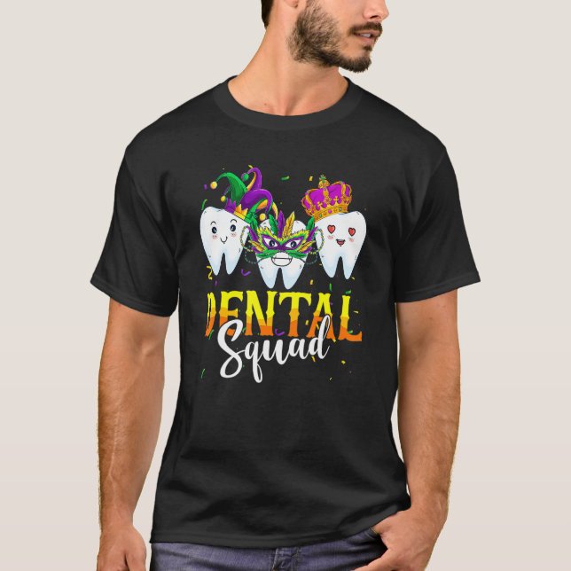 Camiseta Mardi Gras Carnival Dental Squad New Orlean Dentis (Anverso)