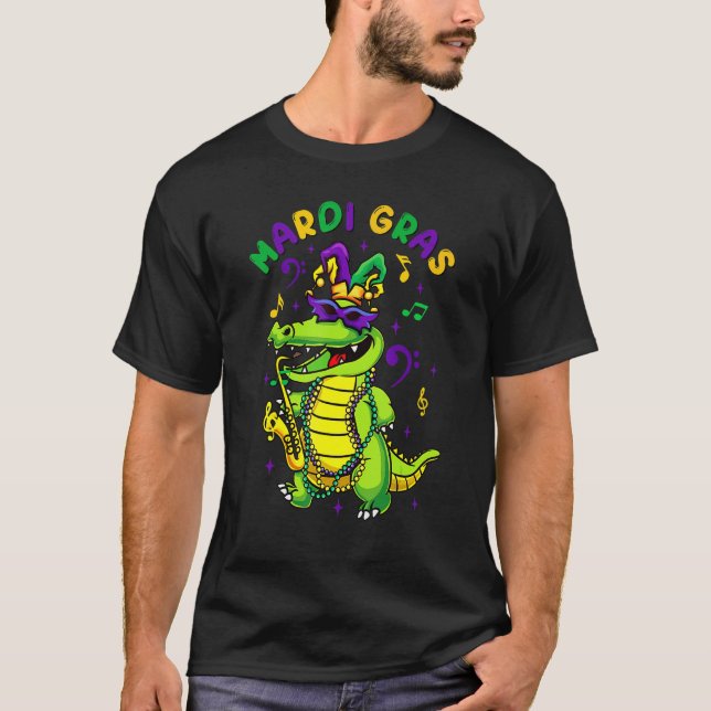Camiseta Mardi Gras Celebration Alligator Crocodile Holiday (Anverso)