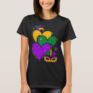 Camiseta Mardi Gras Corazones Cute Mujeres Chicas Niños Vin
