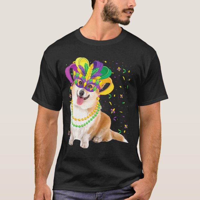 Camiseta Mardi Gras Corgi Dog Animal Festival Party (Anverso)