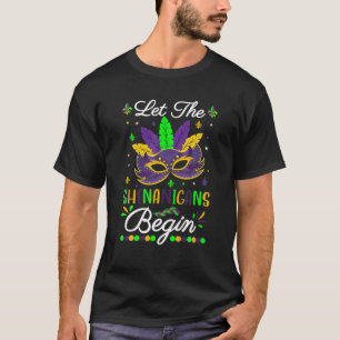Camiseta Mardi Gras Costume Let The Shenanigans Begin Mask